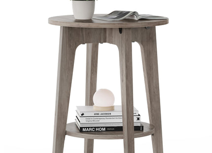 VASAGLE Side Table, Small Round End Table with Lower Shelf