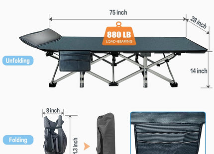 DoCred Folding Camping Cots for Adults Heavy Duty cot with Carry Bag, Portable Sleeping Bed for Camp Office Use Outdoor Cot Bed for Traveling