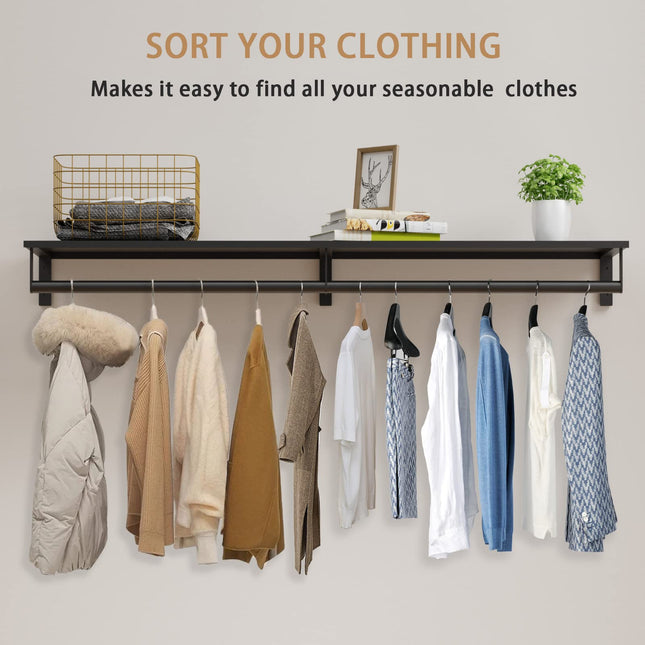 Wall Mounted Clothes Rack with Top Shelf, 41''