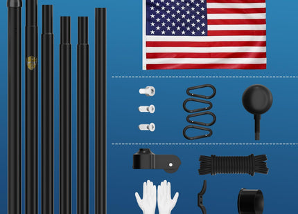 11 Gauge Heavy Duty Flag Pole, 25 FT Extra Thick Aluminum Flagpole Kit for Outside House In Ground, 120MPH Wind Tested