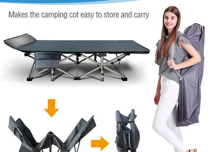 DoCred Folding Camping Cots for Adults Heavy Duty cot with Carry Bag, Portable Sleeping Bed for Camp Office Use Outdoor Cot Bed for Traveling