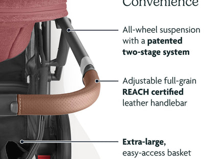 UPPAbaby Cruz V2 Stroller with Travel System, Toddler Seat, Bumper Bar, Bug Shield, Rain Shield, Leather Handle