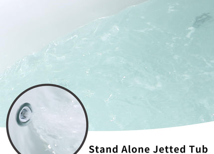 Empava 59" x 29" Freestanding Whirlpool Tub, Acrylic 560W Jetted Bathtub with 7 Hydromassage Nozzles,Lumbar and Neck Support,ETL Certified