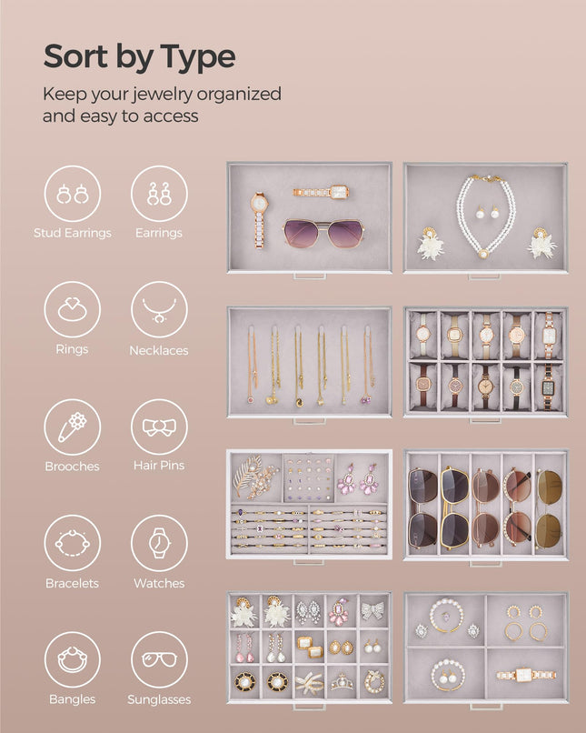 SONGMICS Jewelry Box, 8-Tier Jewelry Organizer