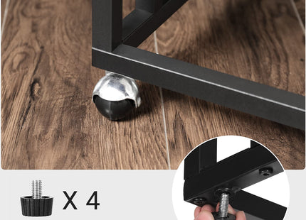VASAGLE End Table, C Shaped TV Tray with Metal Frame Rolling Casters