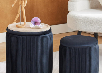 Round Set of 2 Ottoman with Storage