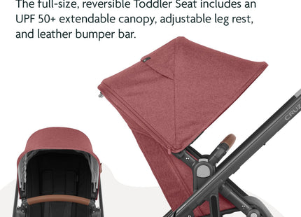 UPPAbaby Cruz V2 Stroller with Travel System, Toddler Seat, Bumper Bar, Bug Shield, Rain Shield, Leather Handle