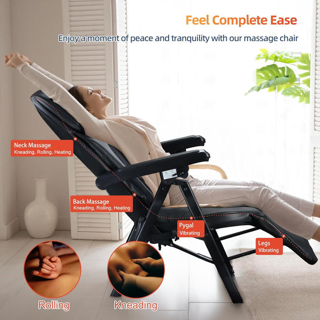 Folding Massage Chair with Heat FR-M25D Full Body Massage Portable Adjustable Backrest Height Neck Position Suitable for Heights ranging from 59 inches to 79 inches