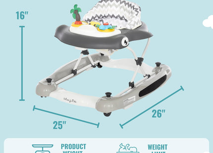 Dream on Me 2-in-1 Aloha Fun Baby Walker in Blue, Easily Convertible Baby Walker, Adjustable Three Position Height Settings, Easy to Fold and Store