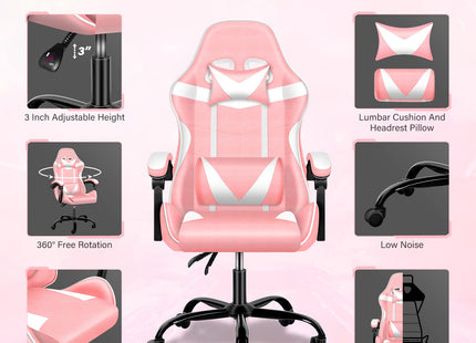 Pink Gaming Chair, Big and Tall Gamer Chair, Racing Style