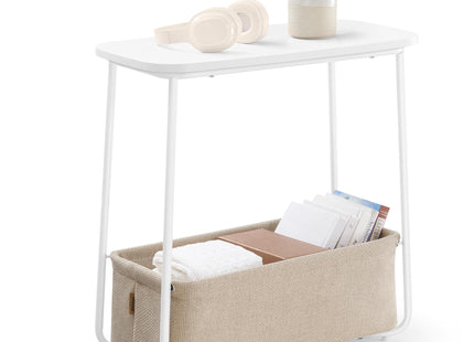 VASAGLE End Table, Small Bedside Table with Fabric Basket