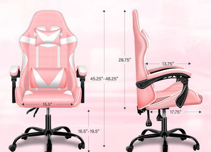Pink Gaming Chair, Big and Tall Gamer Chair, Racing Style