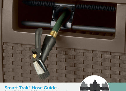 Suncast Hose Reel with Smart Trak Hose Guide, Water-Tight Connection, Durable Resin Construction, 225' Hose Capacity, Brown, Made in the USA