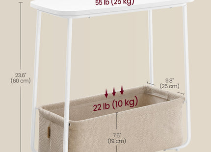 VASAGLE End Table, Small Bedside Table with Fabric Basket