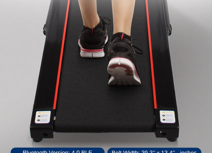 SereneLife Electric Folding Treadmill Exercise Machine - Smart Compact Digital Fitness Treadmill Workout Trainer w/Bluetooth App Sync, Manual Incline Adjustment, for Walking, Running, Gym