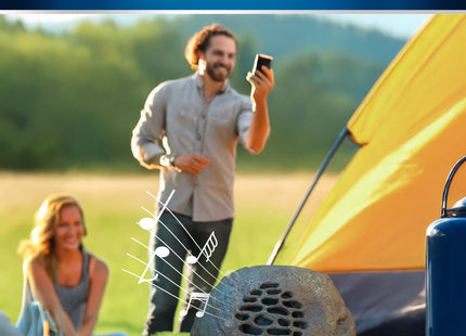 Alpine Corporation Weather-resistant Bluetooth Solar-Powered Outdoor Wireless Rock Speaker - Set of 2