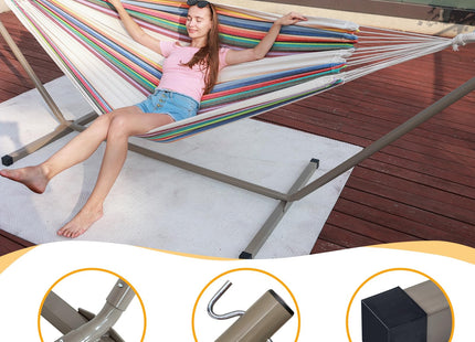 Hammock Stand Only, Heavy Duty Steel Hammock Frame for 9-11Ft. Hammock, 2 Person Hammock Stand for Outdoor Indoor Use, 450 Pounds Weight Capacity, Tan