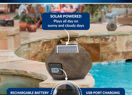 Alpine Corporation Weather-resistant Bluetooth Solar-Powered Outdoor Wireless Rock Speaker - Set of 2