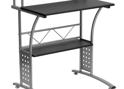 Flash Furniture Clifton Modern Office Computer Desk with Top and Bottom Storage Shelves, Small Computer Desk for Home Office, 28"W, Black