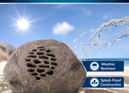 Alpine Corporation Weather-resistant Bluetooth Solar-Powered Outdoor Wireless Rock Speaker - Set of 2