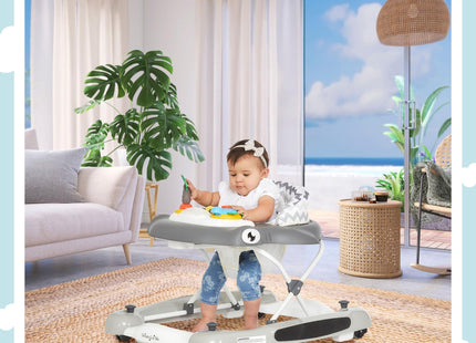 Dream on Me 2-in-1 Aloha Fun Baby Walker in Blue, Easily Convertible Baby Walker, Adjustable Three Position Height Settings, Easy to Fold and Store