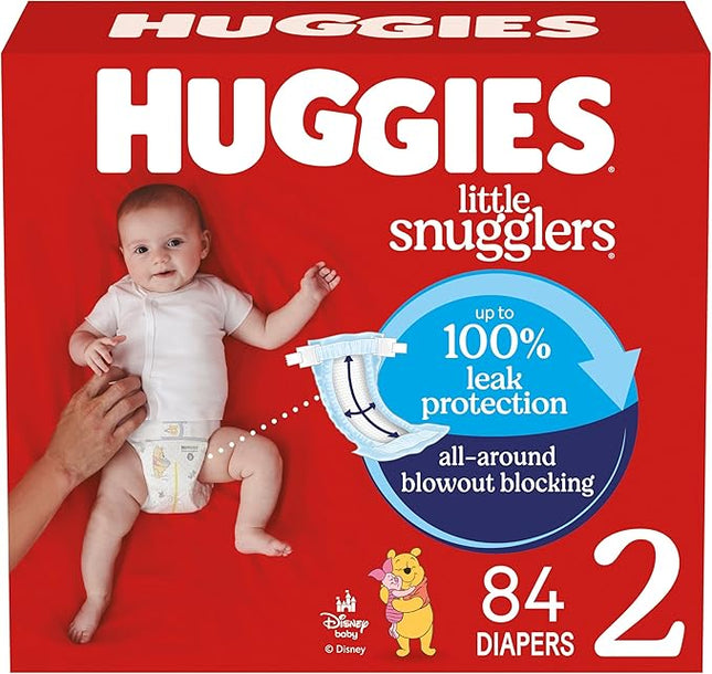 Huggies Little Snugglers Size 2 baby diapers 84-count pack with GentleAbsorb liner and wetness indicator