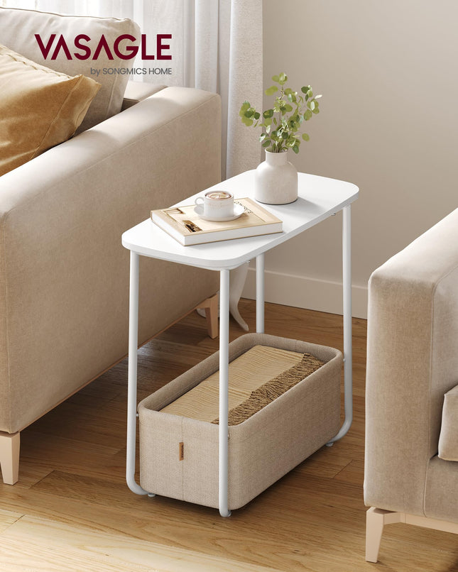 VASAGLE End Table, Small Bedside Table with Fabric Basket
