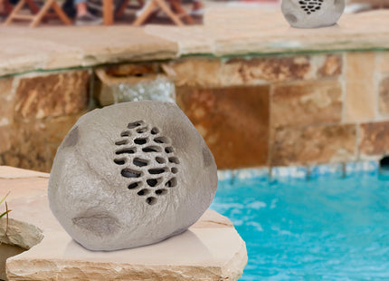 Alpine Corporation Weather-resistant Bluetooth Solar-Powered Outdoor Wireless Rock Speaker - Set of 2