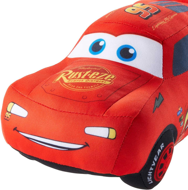 Mattel Disney Pixar Cars Lightning McQueen Talking Plush Toy Car with 10 Sounds, 10-inch
