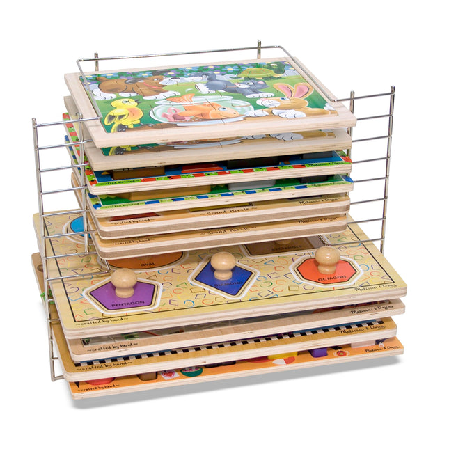 Melissa & Doug Puzzle Storage Rack - Wire Rack Holds 12 Puzzles