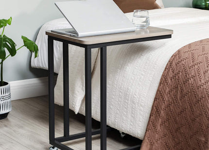 VASAGLE End Table, C Shaped TV Tray with Metal Frame Rolling Casters