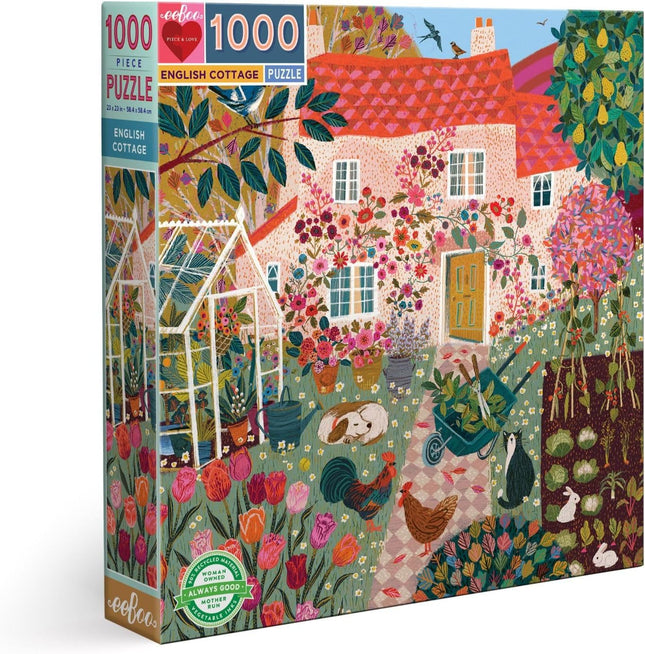 eeBoo Piece and Love English Cottage 1000 Piece Square Jigsaw Puzzle