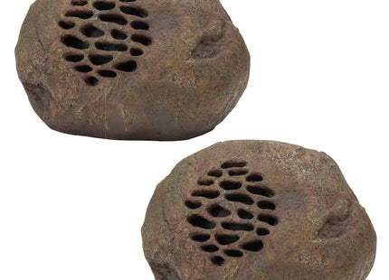 Alpine Corporation Weather-resistant Bluetooth Solar-Powered Outdoor Wireless Rock Speaker - Set of 2
