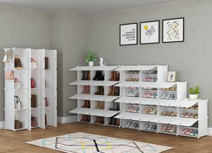 HOMIDEC Shoe Rack, 8 Tier Shoe Storage Cabinet 32 Pair Plastic Shoe Shelves Organizer