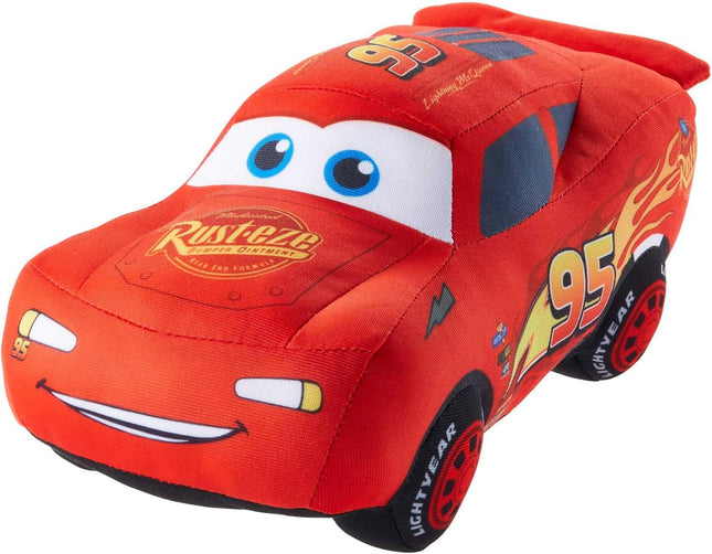 Mattel Disney Pixar Cars Lightning McQueen Talking Plush Toy Car with 10 Sounds, 10-inch