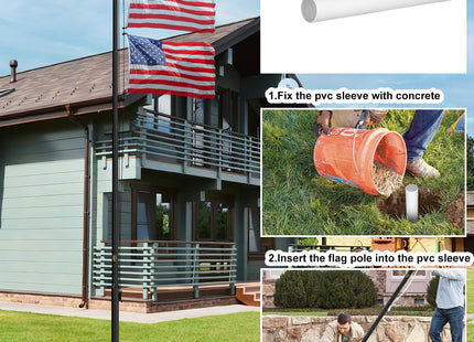 11 Gauge Heavy Duty Flag Pole, 25 FT Extra Thick Aluminum Flagpole Kit for Outside House In Ground, 120MPH Wind Tested