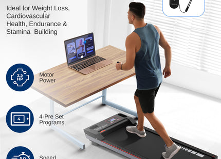 SereneLife Walking Pad Treadmill with Remote Control, 0.6 to 5.0 MPH Smart Speed Control, Walking Mat, Under Desk Treadmill for Home Office, Shock Absorption, App Support, 265lbs Limit
