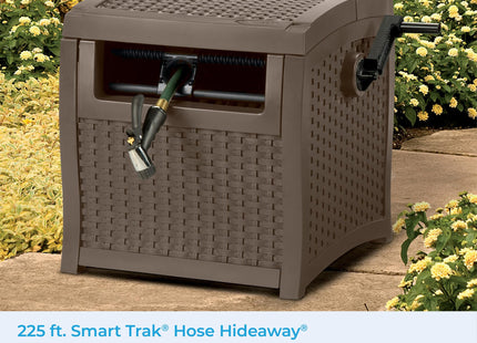 Suncast Hose Reel with Smart Trak Hose Guide, Water-Tight Connection, Durable Resin Construction, 225' Hose Capacity, Brown, Made in the USA