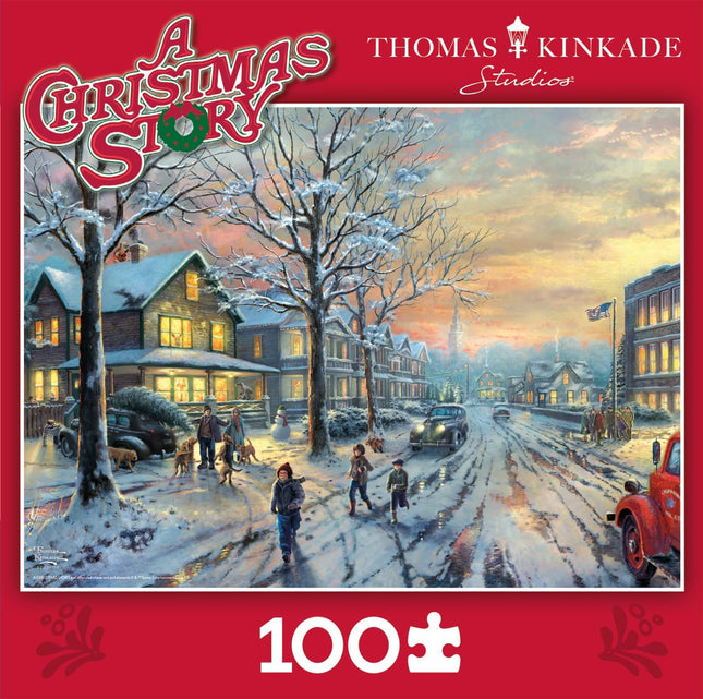 Buffalo Games - Thomas Kinkade - 100pc Kinkade - A Christmas Story - 100 Piece Jigsaw Puzzle for Families - Challenging Puzzle Perfect for Game Nights - Finished Size is 15.00 x 11.00
