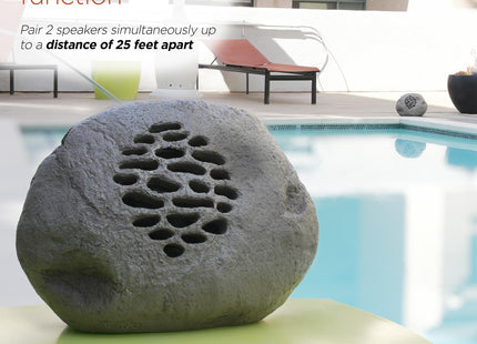 Alpine Corporation Weather-resistant Bluetooth Solar-Powered Outdoor Wireless Rock Speaker - Set of 2