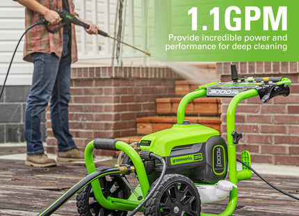 Greenworks Pro Brushless 3000 PSI (CSA Certified) 2.0 GPM Max / 1.1 GPM Electric Pressure Washer (Rugged Steel Frame, 25 FT Hose, 35 FT GFCI Power Cord)