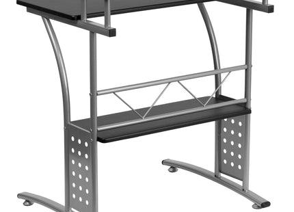 Flash Furniture Clifton Modern Office Computer Desk with Top and Bottom Storage Shelves, Small Computer Desk for Home Office, 28"W, Black