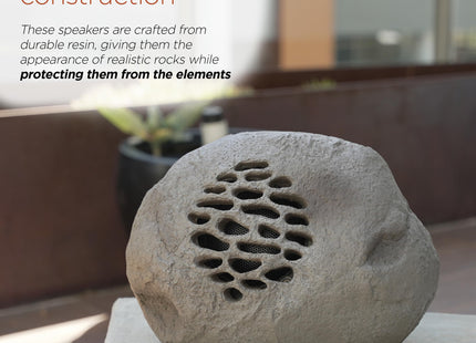 Alpine Corporation Weather-resistant Bluetooth Solar-Powered Outdoor Wireless Rock Speaker - Set of 2