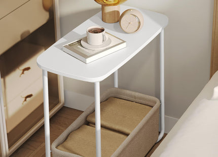 VASAGLE End Table, Small Bedside Table with Fabric Basket