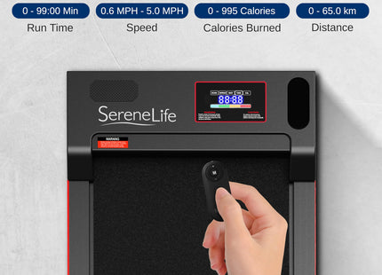 SereneLife Walking Pad Treadmill with Remote Control, 0.6 to 5.0 MPH Smart Speed Control, Walking Mat, Under Desk Treadmill for Home Office, Shock Absorption, App Support, 265lbs Limit