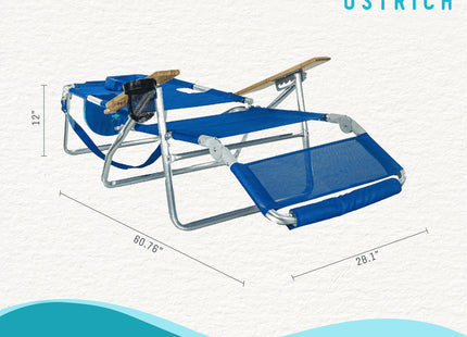 Ostrich 3N1 Lightweight Lawn Beach Reclining Lounge Chair with Footrest