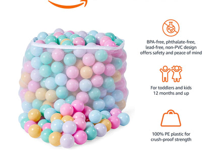 Amazon Basics BPA Free Crush-Proof Plastic Ball, Pit Balls with Storage Bag,