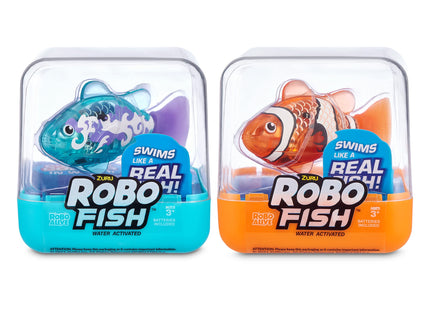 Robo Alive Robo Fish Robotic Swimming Fish (Teal + Orange) by ZURU Water Activated, Changes Color, Comes with Batteries, Amazon Exclusive (2 Pack) Series 3