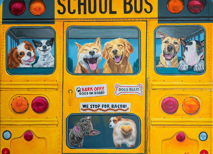 Majestic Value Brand 300 Piece Jigsaw Puzzle of Happy Pups on The Schoolbus