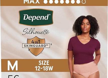 Depend Silhouette adult incontinence underwear medium maximum absorbency 56‑count pack breathable cotton-like fabric